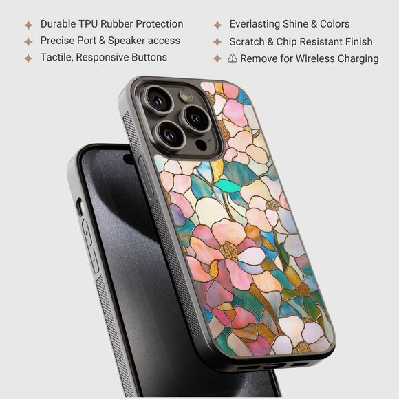 Floral iPhone 16 Case Galaxy S24 Case 16 Pro Max Case S23 Case iPhone 15 Case - Picture 5 of 5